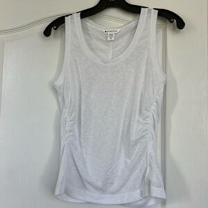 EUC Athleta White Cotton Ruched Workout Top, size: XS